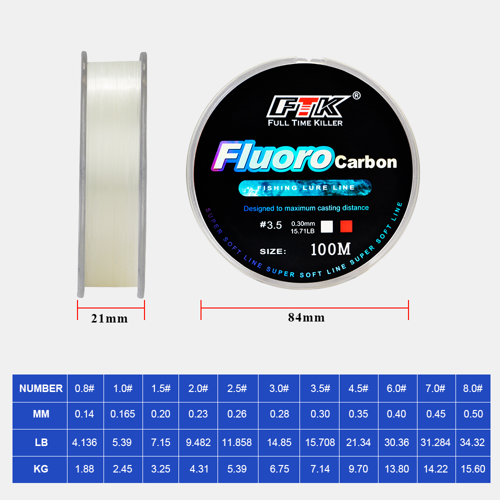 FTK 100m 4.13-34.32LB Fluoroca - Fluorocarbon Line review and price